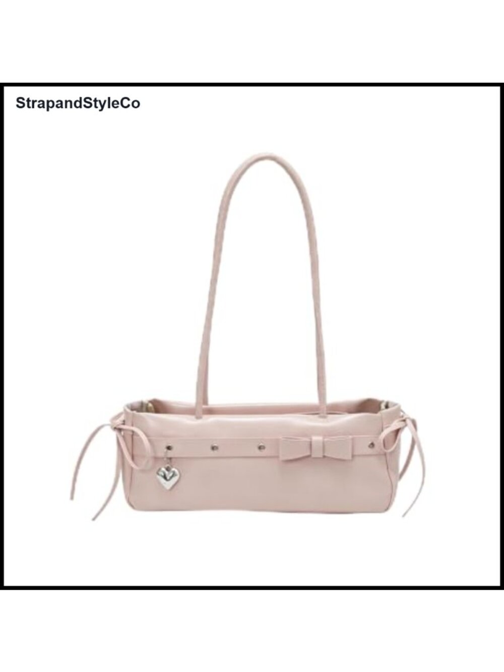 PU Leather Small Shoulder Bag Bow 3D Heart Metal Decor Mini Purse